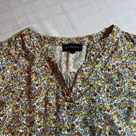 Cynthia Rowley Microfloral Cottagecore Peasant Blouse Women's M Garden Girl - Picture 5 of 10